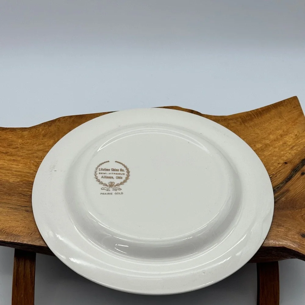 Lifetime China Co Prairie Gold Wheat Dinner Plates Set of 2 Semi-Vitreous MCM